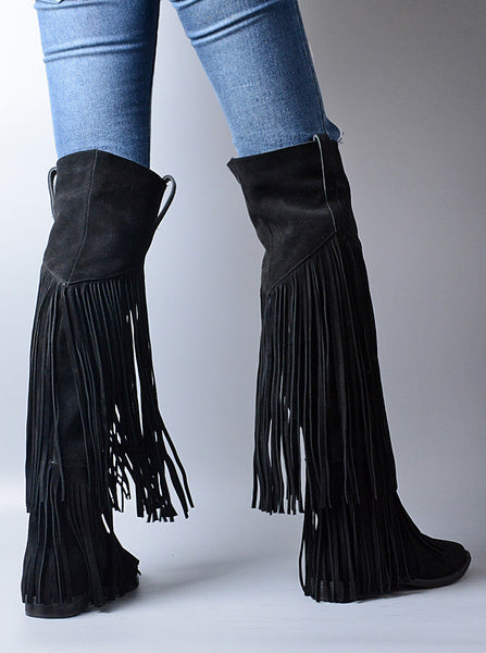 PROVA PERFETTO KEJHA GOTHO STYLE LOW HEELED OVER THE KNEE BOOTS - boopdo