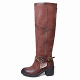 PROVA PERFETTO MARTIN RETRO STYLE STOVEPIPE LEATHER BOOTS - boopdo