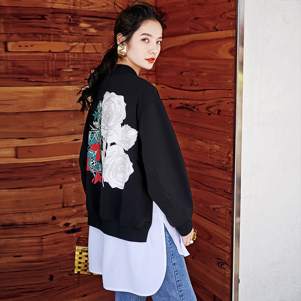 8GIRLS DESIGN LIGHTWEIGHT BOMBER JACKET WITH BACK PRINT - boopdo