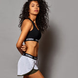GYMNA TWO IN ONE MESH SHORTS IN WHITE - boopdo