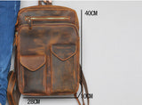 TWENTY FOUR STREET 14 INCHES DURABLE VINTAGE CANVAS LEATHER BACKPACK - boopdo