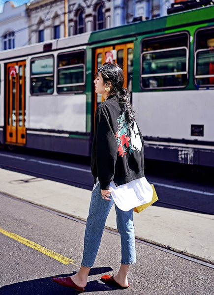 8GIRLS DESIGN LIGHTWEIGHT BOMBER JACKET WITH BACK PRINT - boopdo