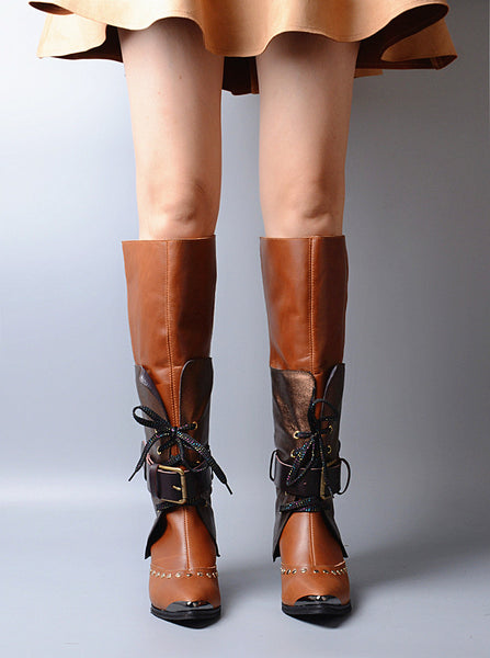 PROVA PERFETTO BOOP POINTED TOE KNEE HIGH LEATHER BOOTS - boopdo