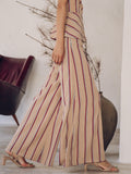 SINCE THEN OFF SHOULDER TOP WITH WIDE LEG TROUSERS IN RETRO STRIPE - boopdo