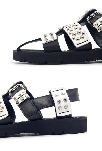 JINIWU VANGUARD PUNK STYLE ROMAN SANDALS WITH RIVET - boopdo