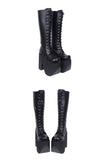 JENNA LOLITA GOTHIC COSBY PUNK STYLE LACE UP PLATFORM LONG BOOTS - boopdo