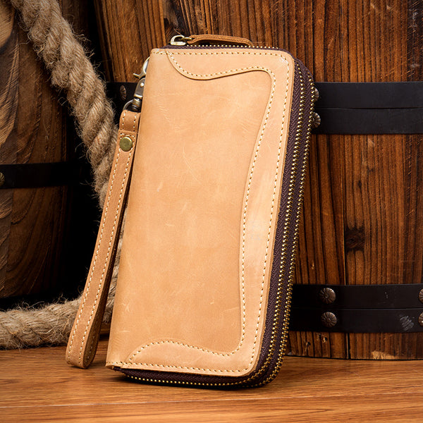 BOOPDO DESIGN MAN TIME HANDMADE LEATHER WALLET WITH DOUBLE ZIPPER - boopdo