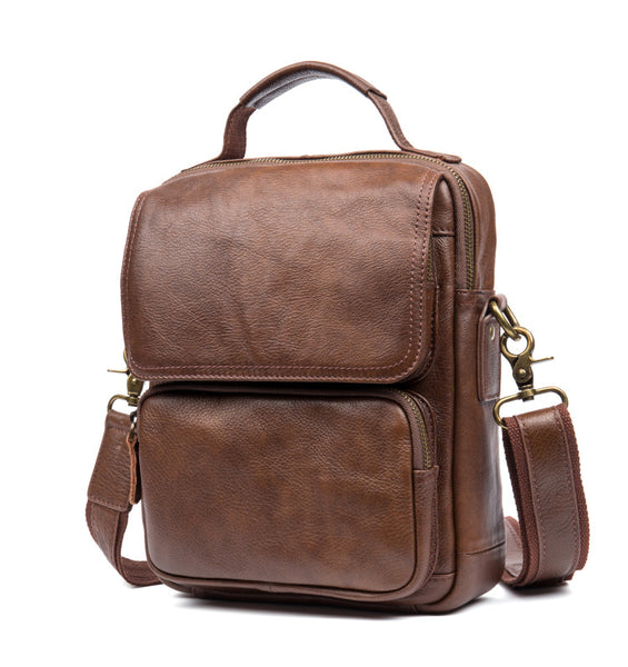 BOOPDO DESIGN MANTIME HANDMADE CASUAL LEATHER CHEST BAG IN BROWN - boopdo