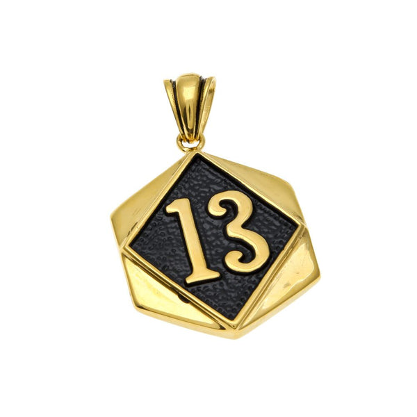 AXXOCORIA LUCKY NUMBER 13 TAG PENDANT NECKLACE IN GOLD COLOR - boopdo