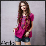 ARTKA DESIGN EMBROIDERY TOP IN ROSE - boopdo