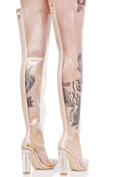 ROMALIX BOOPDIO TRANSPARENT OVER THE KNEE BOOTS - boopdo