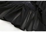 STELLA MARINA COLLEZIONE GEOMETRIC RUFFLED DRESS IN BLACK - boopdo