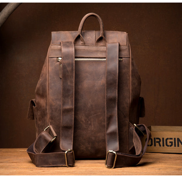 MANTIME FIFTH AVENUE BRITISH DESIGN HANDMADE BACKPACK IN BROWN - boopdo