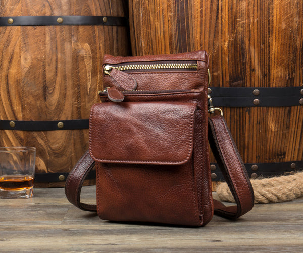 MANTIME HANDMADE LEATHER MULTI FUNCTION VERTICAL SQUARE MESSENGER BAG - boopdo