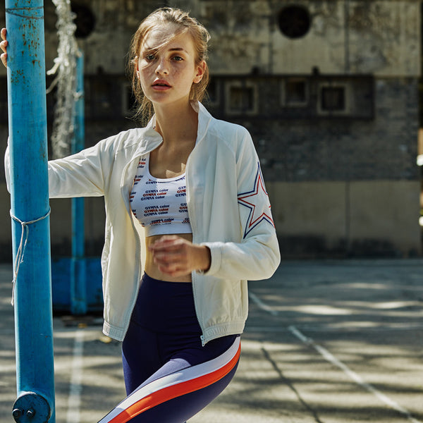 GYMNA STAR PRINT TRACK JACKET IN WHITE - boopdo