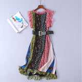 BBL DESIGN SCARF PRINT MIDAXI DRESS WITH FRILL SHOULDER - boopdo