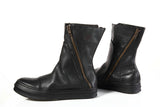 DIAHNE EXCLUSIVE LEATHER WITH ZIP FRONT DETAIL BLACK BOOTS - boopdo