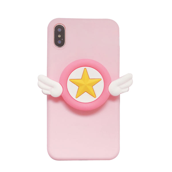 MAGIC STAR TABLE STAND SILICONE APPLE IPHONE CASES IN PINK - boopdo