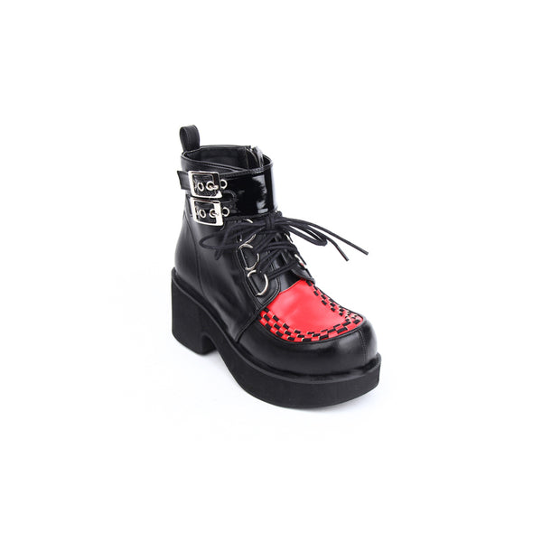 COSSO POOM COSBY PUNK STYLE CHUNKY SOLE ANKLE BOOTS WITH STRAPS - boopdo