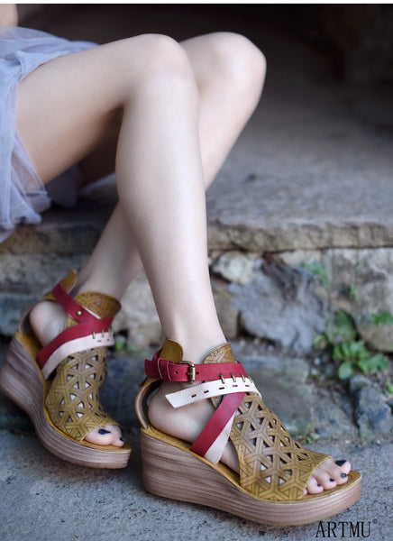 ARTMU WEDGE SANDALS WITH BUCKLE DESIGN - boopdo