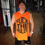 MUSCLE BROTHERS FCK THE RULES PRINT HOODIE TANK TOP T SHIRT - boopdo