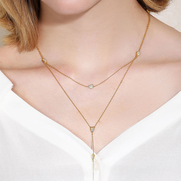 LITTLE JOY MULTIROW NECKLACE WITH CRYSTAL PENDANT - boopdo
