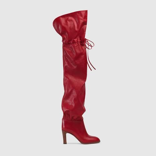 URBANWEAR WOMENS OVER THE KNEE HEELED BOOTS IN RED - boopdo