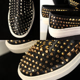 JINIWU VANGUARD HANDMADE CASUAL SNEAKER WITH RIVET GOLD AND SILVER - boopdo