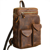 TWENTY FOUR STREET 14 INCHES DURABLE VINTAGE CANVAS LEATHER BACKPACK - boopdo
