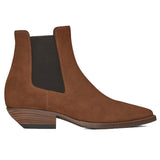 NADEMILI SUEDE SHEEPSKIN TOE POINTED LEATHER CHELSEA BOOTS - boopdo