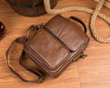 BOOPDO DESIGN MANTIME HANDMADE CASUAL LEATHER CHEST BAG IN BROWN - boopdo
