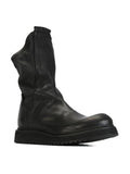 TINMART GOFATOO VELVET THICK SOLED TUBE LEATHER BLACK BOOTS - boopdo