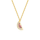 JELLY GIRL 14K GOLD PLATED CRYSTAL WATERMELON DROP NECKLACE - boopdo