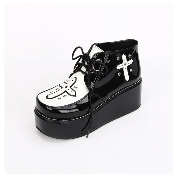 ANGELIC LOLITA COSBY PUNK PLATFORM SHOES IN BLACK - boopdo