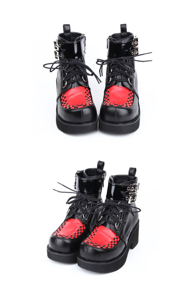 COSSO POOM COSBY PUNK STYLE CHUNKY SOLE ANKLE BOOTS WITH STRAPS - boopdo