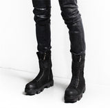 BY THE RAX MARTIX THICK BOTTOM LEATHER BLACK BOOTS - boopdo