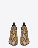NADEMILI LEOPARD TOE POINTED SERPENTINE SNAKE LEATHER CHELSEA BOOTS - boopdo