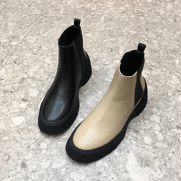LUXE SEVEN DESIGN WIDE FIT CHUNKY CHELSEA BOOTS - boopdo