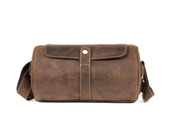 MANTIME SOCIAL OUTDOOR LEATHER BUCKET BAG IN BROWN - boopdo