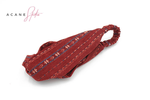 ACANE STUDIO SNOW FLAKE PATTERN HEAD BAND IN WINE RED - boopdo