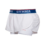 GYMNA TWO IN ONE GYM SHORTS WITH BLUE WAIST BAND - boopdo