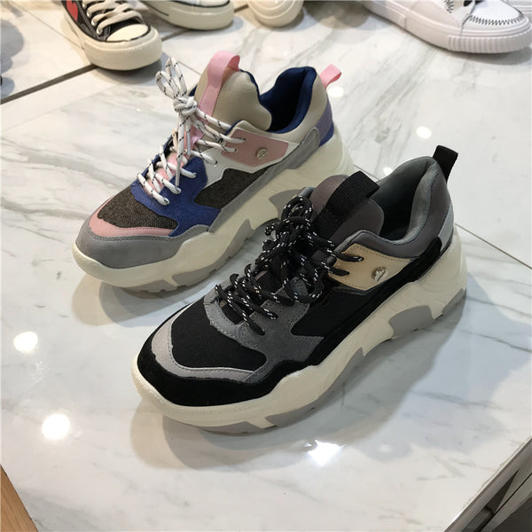 LUXE SEVEN DESIGN TRAINERS WITH CHUNKY SOLE AND COLOUR POP - boopdo