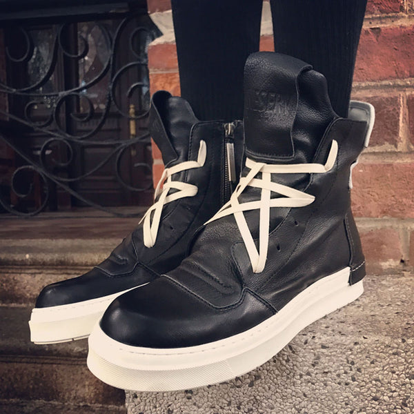 NESERV SNEAKERS LACE UP COLOR BLOCK HIGH TOP BOOTIES - boopdo