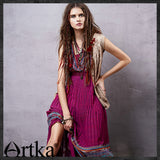 ARTKA WRAP FRONT BOHEMIAN PLEATED MAXI DRESS - boopdo