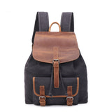 TRAPEZOIDAL RETRO CANVAS WATERPROOF LEATHER SHOULDER STRAP BACKPACK - boopdo