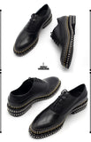 JINIWU VANGUARD HANDMADE OXFORD STYLE LEATHER SHOES IN BLACK WITH RIVET - boopdo