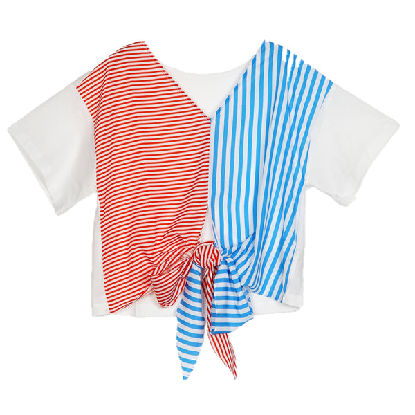 8GIRLS MIXED STRIPE TIE BACK TOP - boopdo