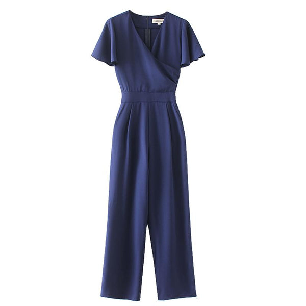 SASHA FRENCH DOLLS WRAP OVER JUMPSUIT IN NAVY - boopdo