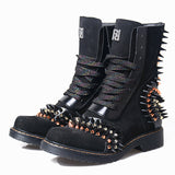 PROVAPERFETTO LACE UP STUDDED BIKER BOOTS - boopdo