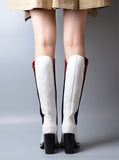 PROVAPERFETTO COLOR BLOCK ELASTIC LEATHER KNEE BOOTS 10409700 - boopdo